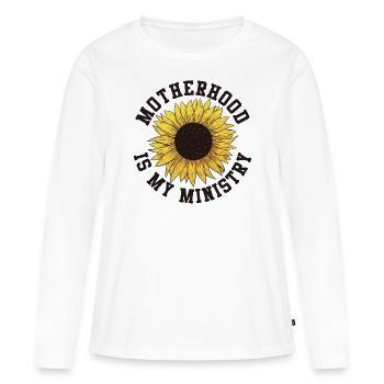 La maternité est mon ministère - T-shirt manches longues Premium bio Femme - blanc - Devant - Julia (174cm)