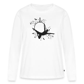 Anneau aérien Aerialist Anneau d’air Lyra - T-shirt manches longues Premium bio Femme - blanc - Devant - Julia (174cm)