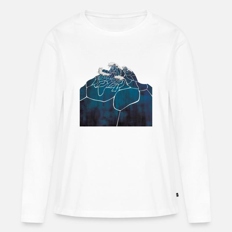 deep Blue - Frauen Premium Bio Langarmshirt - Weiß