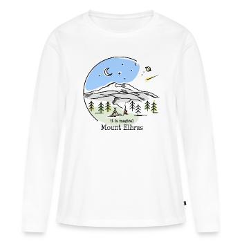 Mont Elbrouz Caucase Randonnée Alpinisme Souvenir - T-shirt manches longues Premium bio Femme - blanc - Devant - Julia (174cm)