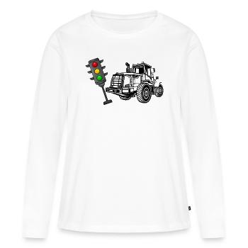 Ein Traktor fährt die Ampel um Ampel muss weg - Frauen Premium Bio Langarmshirt - Weiß - Vorne - Julia (174cm)
