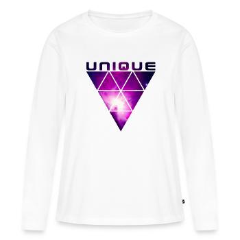 UNIQUE (Galaxy) - Frauen Premium Bio Langarmshirt - Weiß - Vorne - Julia (174cm)