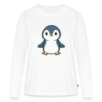 PINGOUIN OISEAU ANTARCTIQUE PÔLE SUD BÉBÉ GLACE DANDINEMENT - T-shirt manches longues Premium bio Femme - blanc - Devant - Julia (174cm)