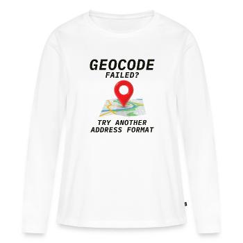 Géocodage Échec Adresse Format SIG Humour - T-shirt manches longues Premium bio Femme - blanc - Devant - Julia (174cm)