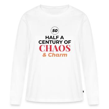 50e anniversaire demi-siècle Chaos Charm - T-shirt manches longues Premium bio Femme - blanc - Devant - Julia (174cm)
