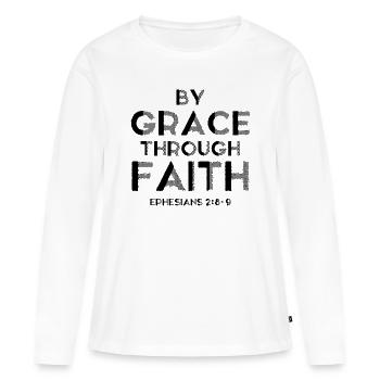 bénédiction bible amour - T-shirt manches longues Premium bio Femme - blanc - Devant - Julia (174cm)