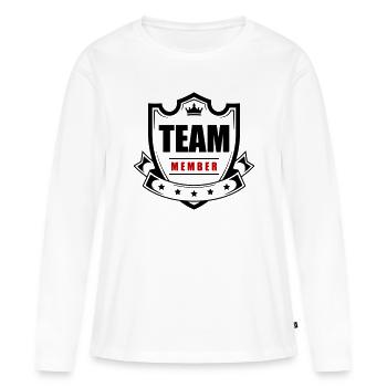 Membre de l’équipe - T-shirt manches longues Premium bio Femme - blanc - Devant - Julia (174cm)