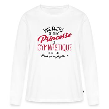 Princesse et gymnastique - T-shirt manches longues Premium bio Femme - blanc - Devant - Julia (174cm)