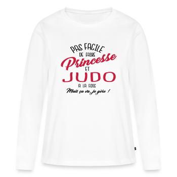 Princesse et judo - T-shirt manches longues Premium bio Femme - blanc - Devant - Julia (174cm)