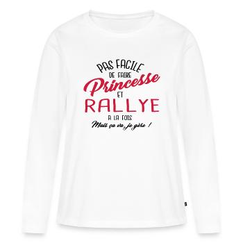 Princesse et rallye - T-shirt manches longues Premium bio Femme - blanc - Devant - Julia (174cm)