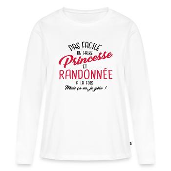 Princesse et randonnée - T-shirt manches longues Premium bio Femme - blanc - Devant - Julia (174cm)