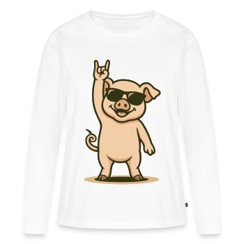 Jupe de cochon avec style - T-shirt manches longues Premium bio Femme - blanc - Devant - Julia (174cm)