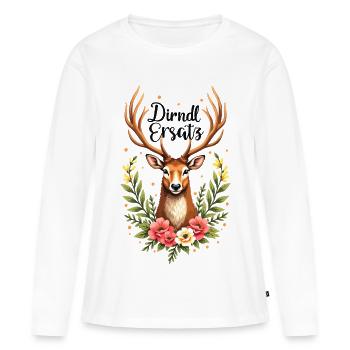 Dirndl Remplacement Cerf Costume Traditionnel Festival Folklorique Bavarois - T-shirt manches longues Premium bio Femme - blanc - Devant - Julia (174cm)