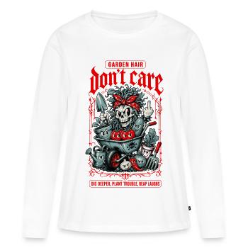 Garden Hair Don't Care Organic Gardening - Frauen Premium Bio Langarmshirt - Weiß - Vorne - Julia (174cm)