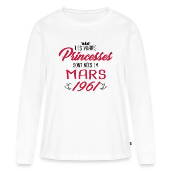 Princesses nées en mars 1961 - T-shirt manches longues Premium bio Femme - blanc - Devant - Julia (174cm)