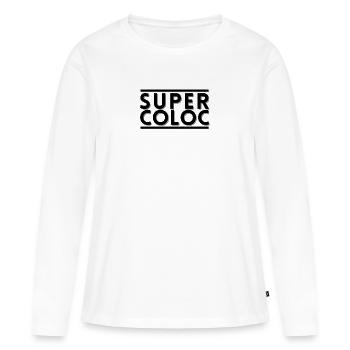 super coloc. cadeau colocation - T-shirt manches longues Premium bio Femme - blanc - Devant - Julia (174cm)