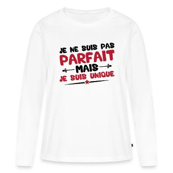 Je ne suis pas parfait mais je suis unique - T-shirt manches longues Premium bio Femme - blanc - Devant - Julia (174cm)