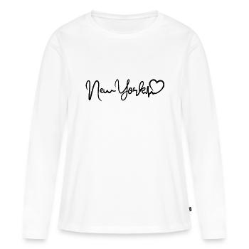 New York Heartbeat NYC - T-shirt manches longues Premium bio Femme - blanc - Devant - Julia (174cm)
