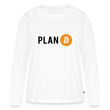 Plan B - Plan Bitcoin - T-shirt manches longues Premium bio Femme - blanc - Devant - Julia (174cm)