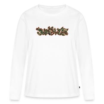 Junglist Camo Graffiti DNB Drum n Bass - T-shirt manches longues Premium bio Femme - blanc - Devant - Julia (174cm)