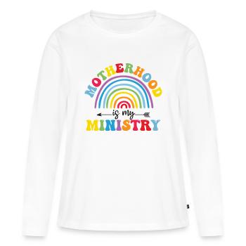 La maternité est mon ministère - T-shirt manches longues Premium bio Femme - blanc - Devant - Julia (174cm)