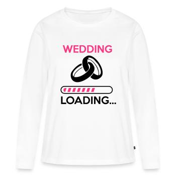 wedding loading - Stag do - hen party - T-shirt manches longues Premium bio Femme - blanc - Devant - Julia (174cm)