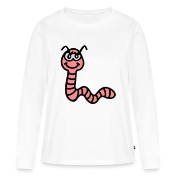 frecher Regenwurm - Frauen Premium Bio Langarmshirt - Weiß - Vorne - Julia (174cm)