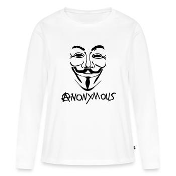 logo anarchy anonymous masque mask - T-shirt manches longues Premium bio Femme - blanc - Devant - Julia (174cm)