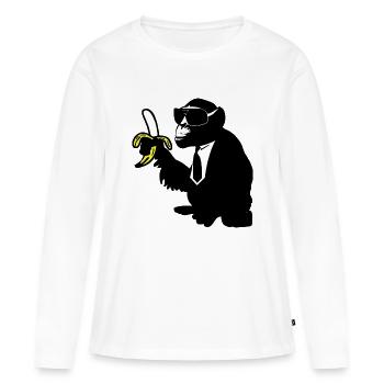 singe frais karl - T-shirt manches longues Premium bio Femme - blanc - Devant - Julia (174cm)