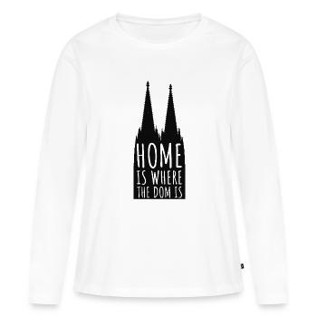HOME IS WHERE THE DOM IS | Kölner Dom Karneval - T-shirt manches longues Premium bio Femme - blanc - Devant - Julia (174cm)