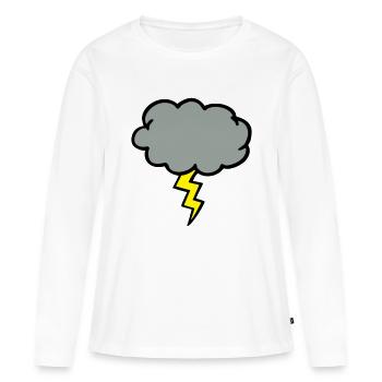 nuage d'orage éclair coup de foudre - T-shirt manches longues Premium bio Femme - blanc - Devant - Julia (174cm)