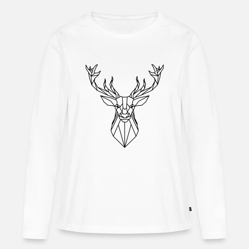 Hirsch - Frauen Premium Bio Langarmshirt - Weiß