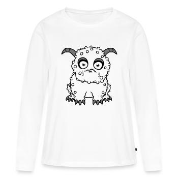 sad little monster cute sweet unhappy - Women's Premium Organic Long Sleeve Shirt - white - Front - Julia (174cm)