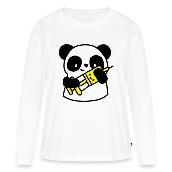 Infirmière de panda avec la seringue - T-shirt manches longues Premium bio Femme - blanc - Devant - Julia (174cm)