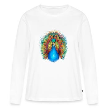 Cage complète d’oiseaux Great Peacocks Bird - T-shirt manches longues Premium bio Femme - blanc - Devant - Julia (174cm)