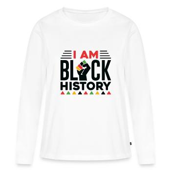 Ich bin schwarz Geschichte - Frauen Premium Bio Langarmshirt - Weiß - Vorne - Julia (174cm)