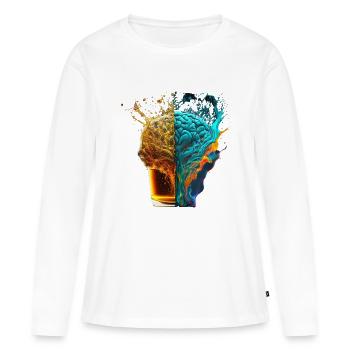 Des cerveaux remplis de bière - T-shirt manches longues Premium bio Femme - blanc - Devant - Julia (174cm)
