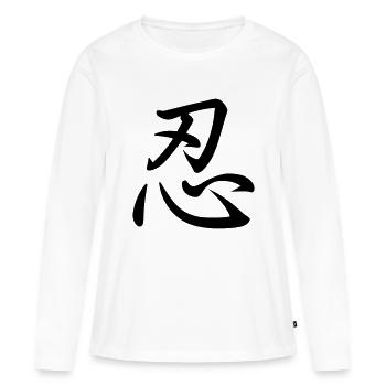 Kanji (Patience) - T-shirt manches longues Premium bio Femme - blanc - Devant - Julia (174cm)