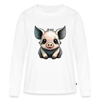 Petit Cochon Sauvage - T-shirt manches longues Premium bio Femme - blanc - Devant - Julia (174cm)