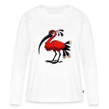 Ibis rouge - T-shirt manches longues Premium bio Femme - blanc - Devant - Julia (174cm)