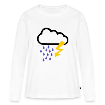 Orage - Temps - Flash - T-shirt manches longues Premium bio Femme - blanc - Devant - Julia (174cm)
