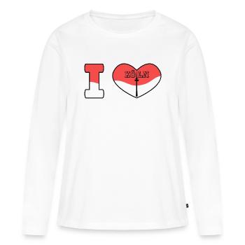 J’aime Cologne avec mon cœur et la tour de télévision - T-shirt manches longues Premium bio Femme - blanc - Devant - Julia (174cm)