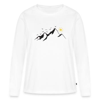 Montagnes Nature Randonnée - T-shirt manches longues Premium bio Femme - blanc - Devant - Julia (174cm)