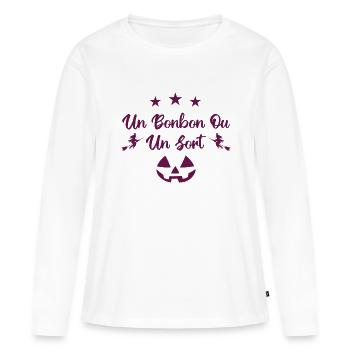 Un bonbon ou un sort - T-shirt manches longues Premium bio Femme - blanc - Devant - Julia (174cm)