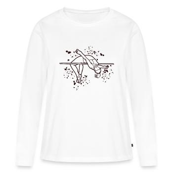 Saut en hauteur Aquarelle Saut en hauteur - T-shirt manches longues Premium bio Femme - blanc - Devant - Julia (174cm)