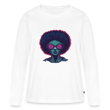 Discothèque - T-shirt manches longues Premium bio Femme - blanc - Devant - Julia (174cm)