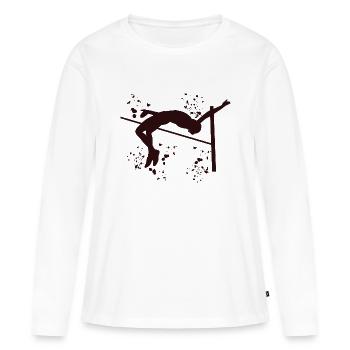 Saut en hauteur Aquarelle Saut en hauteur - T-shirt manches longues Premium bio Femme - blanc - Devant - Julia (174cm)
