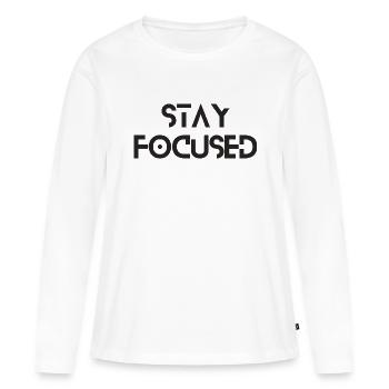 Restez concentré - T-shirt manches longues Premium bio Femme - blanc - Devant - Julia (174cm)