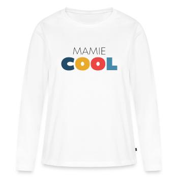Mamie cool - T-shirt manches longues Premium bio Femme - blanc - Devant - Julia (174cm)