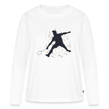 Cadeau de jeu de balle de badminton sport badminton - T-shirt manches longues Premium bio Femme - blanc - Devant - Julia (174cm)
